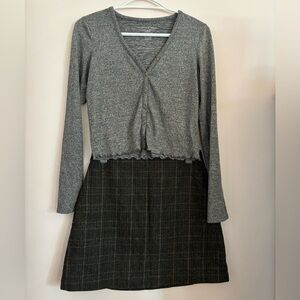 Outfit #6 Soft Grey Long Sleeve and Aritzia Plaid Skirt